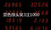 双色球头奖3注1000万分落3地 奖池余额26.5亿